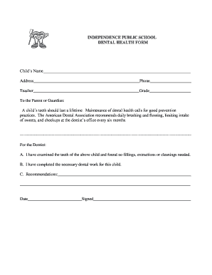 Dental Health Form