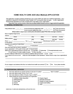 Home Health Care Aide Application