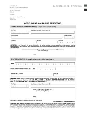 Modelo para Altas de Terceros