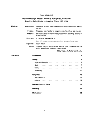 Macro Design Ideas: Theory, Template, Practice - mwsug