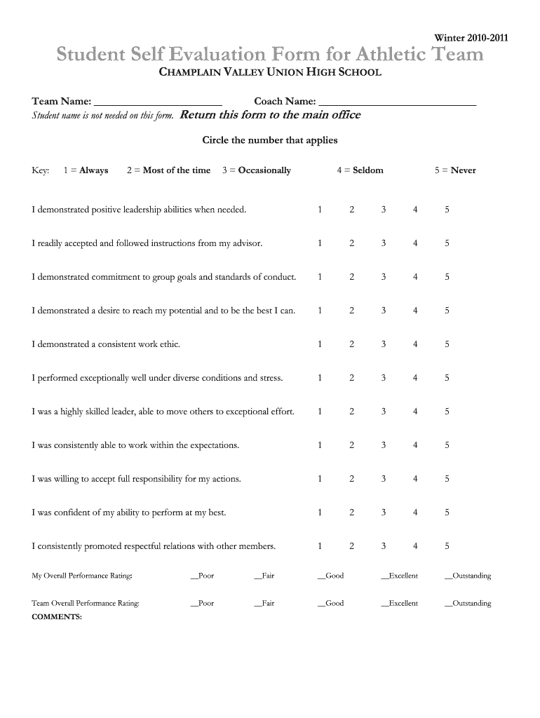 Student Evaluation Form Fill Online Printable Fillable Blank