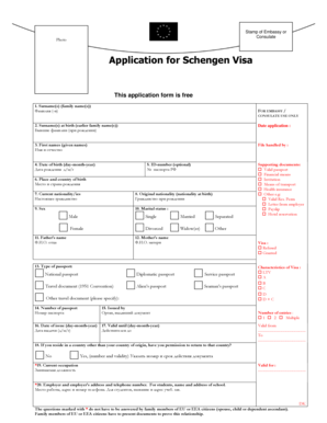 Schengen Visa Application Form