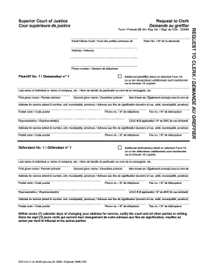 Ontario Small Claims Court Request to Clerk Form 9B