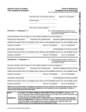 Ontario Small Claims Court Terms of Settlement Form 14D
