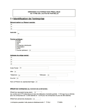 Demande d’autorisation préalable au titre de l’activité partielle