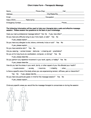 Massage Intake Form Template Fill Out And Sign Printable Pdf Template - Bank2home.com