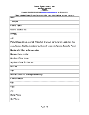 Client Intake Form for Inner Spectrums