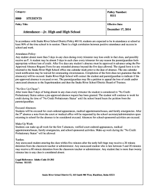 Snake River School District Pre-Arranged Absence Form