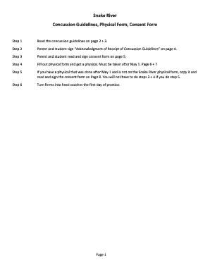 Snake River Concussion Guidelines and Physical Form
