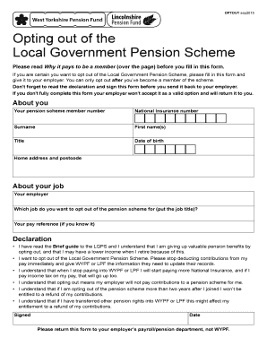 Local Government Pension Scheme Opt-Out Form