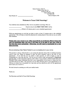 Texas Child Neurology New Patient Packet