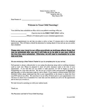 Texas Child Neurology New Patient Packet