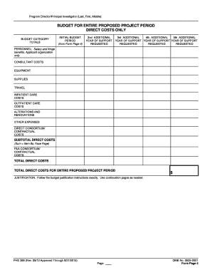 NIH Grant Budget Form