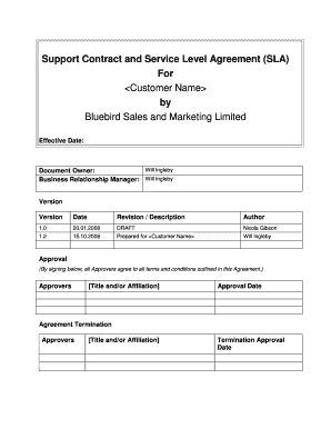 Support Contract and Service Level Agreement (SLA) For ... - 87 106 106