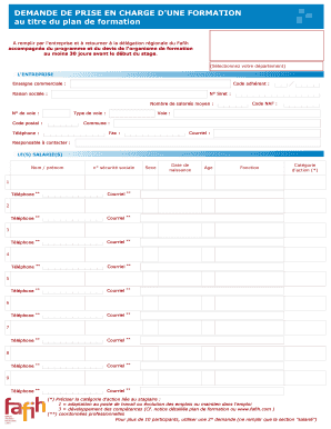 Demande de prise en charge d'une formation