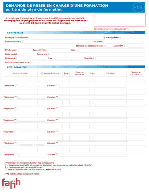Demande de prise en charge d'une formation