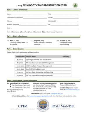 2015 cpim boot camp registration form - Ohio Treasurer - ohiotreasurer