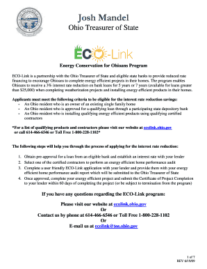 Ohio ECO-Link Energy Efficiency Loan Application