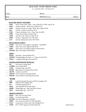 Realtor Store Order Form
