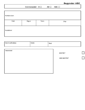 Begynder ABC Dog Training Evaluation Form