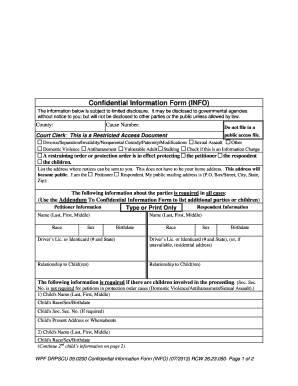 Confidential Information Form (INFO) - Washington State Courts - dshs wa