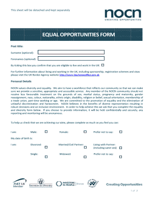 UK Equal Opportunities Form