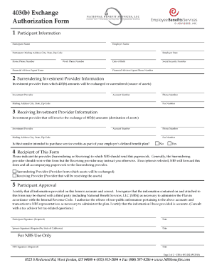 403(b) Exchange Authorization Form