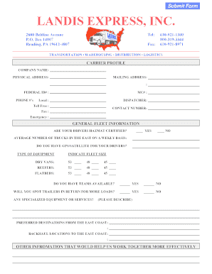 Carrier Profile Form