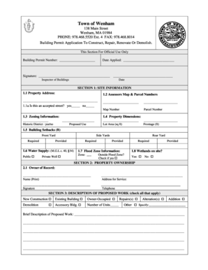 Massachusetts Building Permit Application