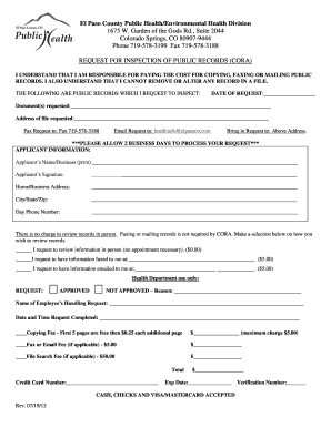 Colorado Public Records Inspection Request