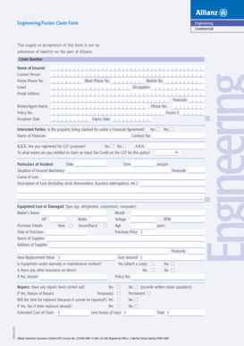 Allianz Engineering/Fusion Claim Form