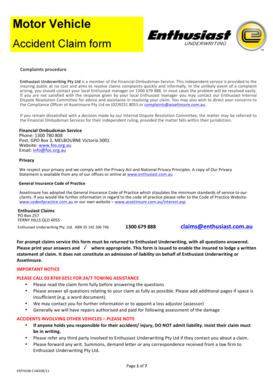 Motor Vehicle Accident Claim Form