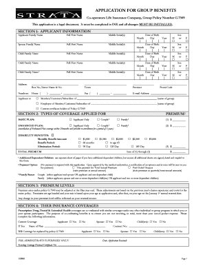Application for Group Benefits