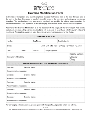 Example of exercise prescription - Exercise Modification Form (PDF) - RallyDogs.com