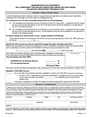Washington State University 403(b) Salary Reduction Agreement