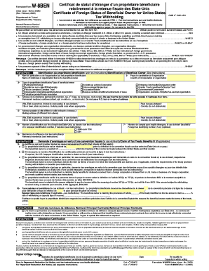 Formulaire/Form W-8BEN relativement à la retenue fiscale des Etats-Unis