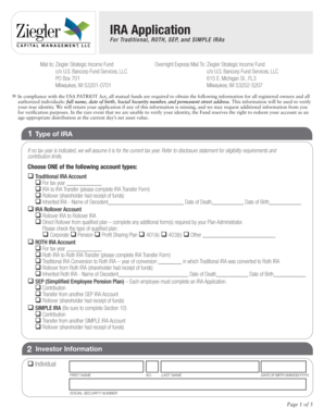 IRA Application Form