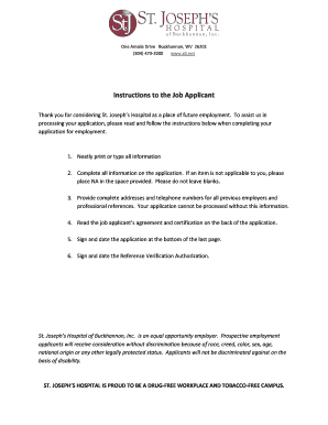 St. Joseph's Hospital Employment Application