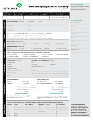 Girl Scouts Membership Registration Form