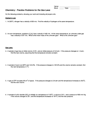 Chemistry Gas Laws Practice Problems
