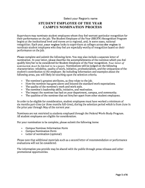 Student Employee of the Year Nomination Form