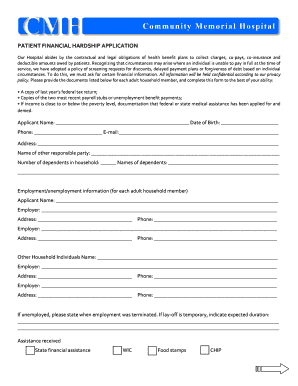 Patient Financial Hardship Application