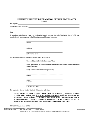 Security Deposit Information Letter to Tenants
