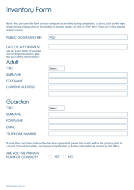 OPG Inventory Form