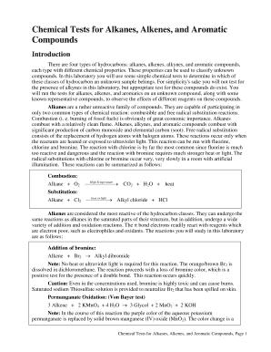 Chemical Tests for Alkanes, Alkenes, and Aromatic Compounds