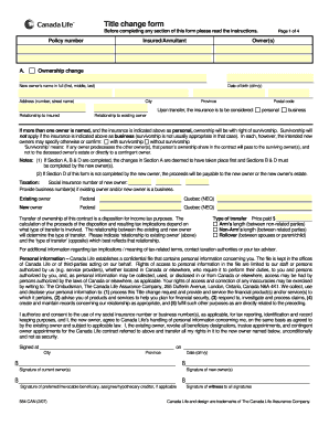Canada Life Title Change Form