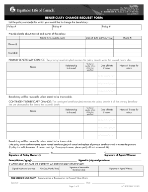 Beneficiary Change Request Form