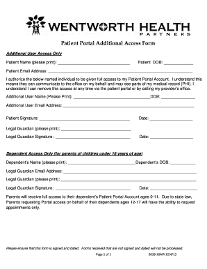 Patient Portal Additional Access Form