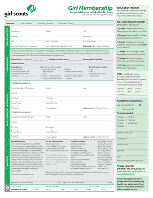 Girl Scout Membership Application