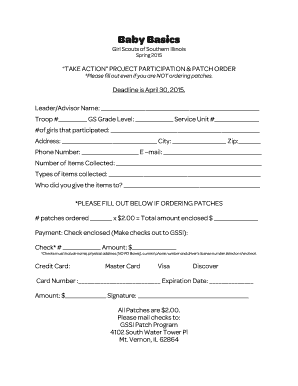 Girl Scouts Take Action Project Participation Form